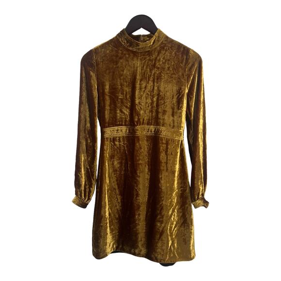 A.L.C. Gold Velvet Long Sleeve Dress Size 2